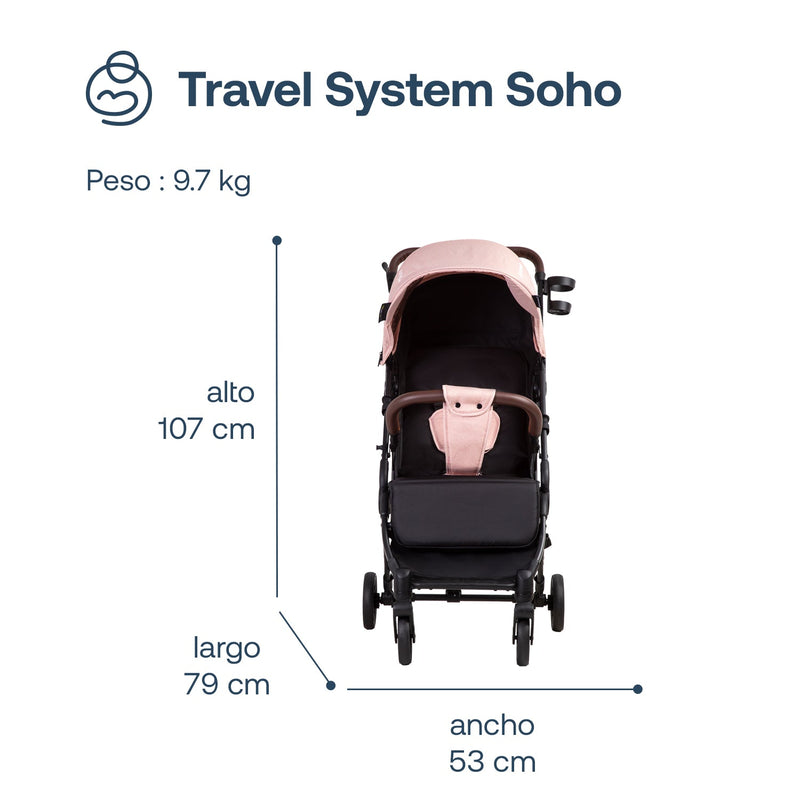 Coche Maleta UltraCompacto Paseo Micro SX Rosa Bebesit