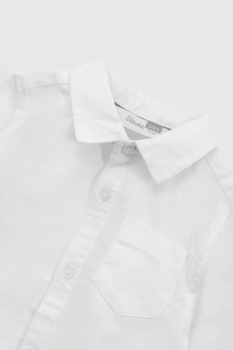 Camisa manga larga oxford niño blanco 6-9M a 4-5A