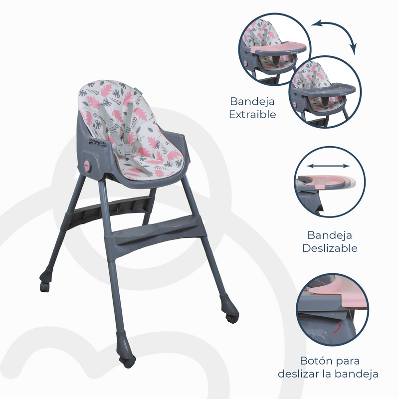 Silla de Comer Steps Rosada