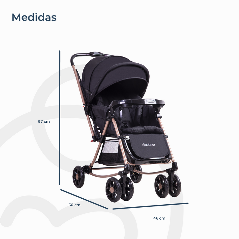 Coche Cuna Paseo Balancin SX Negro Dorado Bebesit