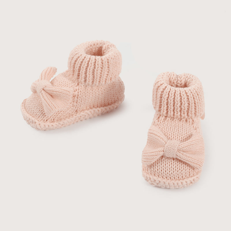 Pantufla Bebé Tejida Rosada De Niña