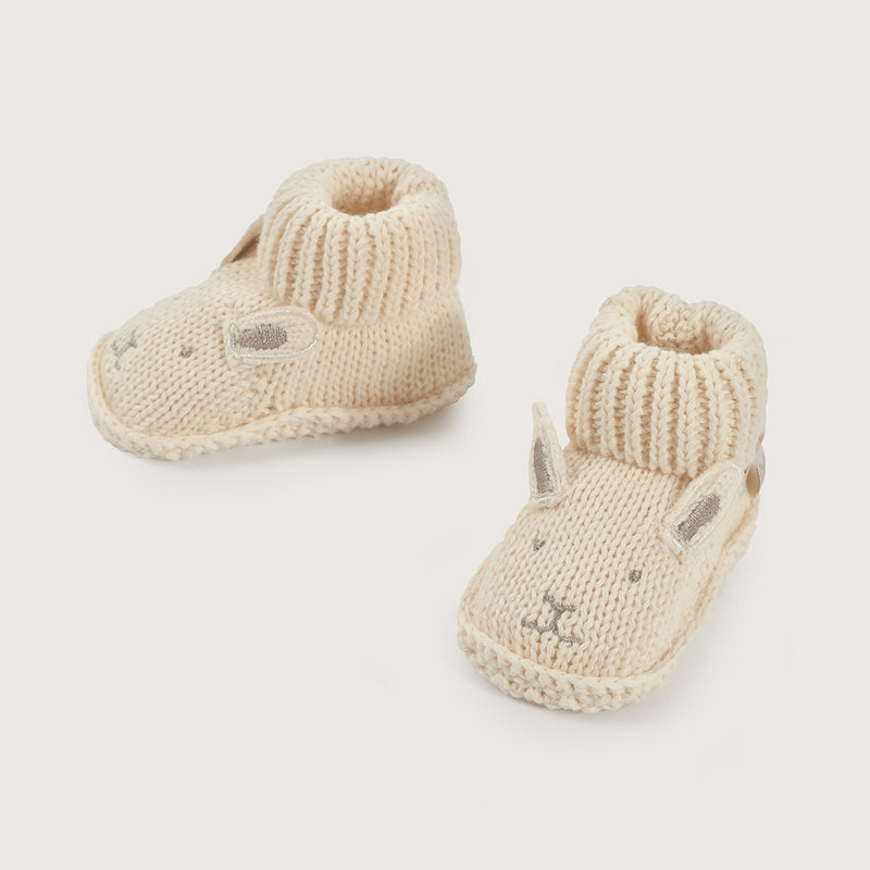 Pantufla Bebé Tejida Beige De Niña