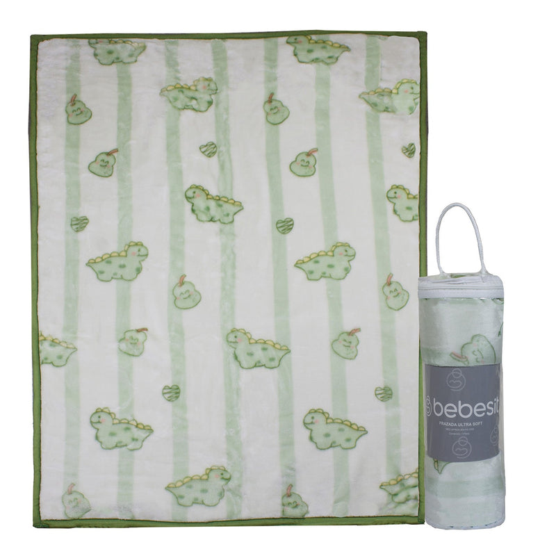 Frazada Ultra Soft Dino 80x110cm Verde Bebesit