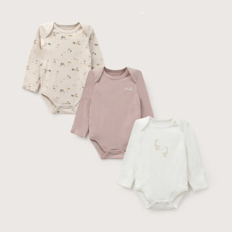 Pack Bodies Bebe Niño Gansos Beige
