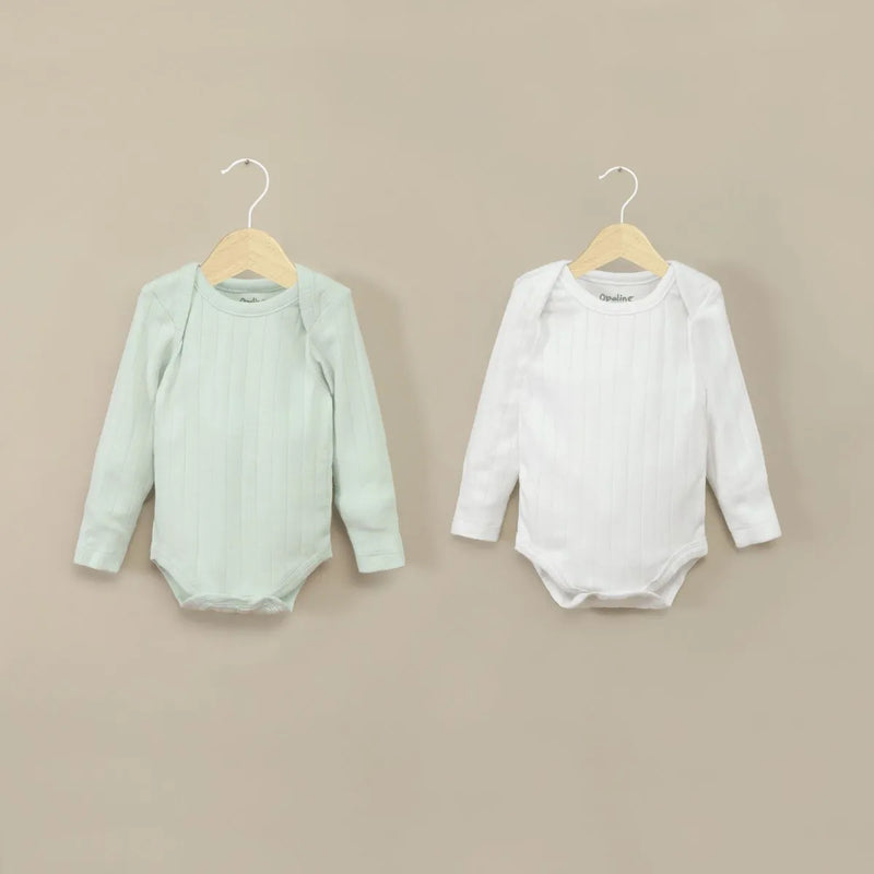 Pack 2 Bodys Algodón Rib Verde Bebé Unisex