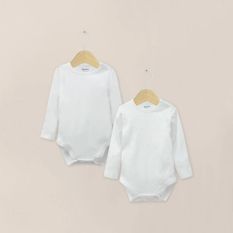 Pack 2 Bodys Algodón Blanco/Diseño Rosa Bebé Niña