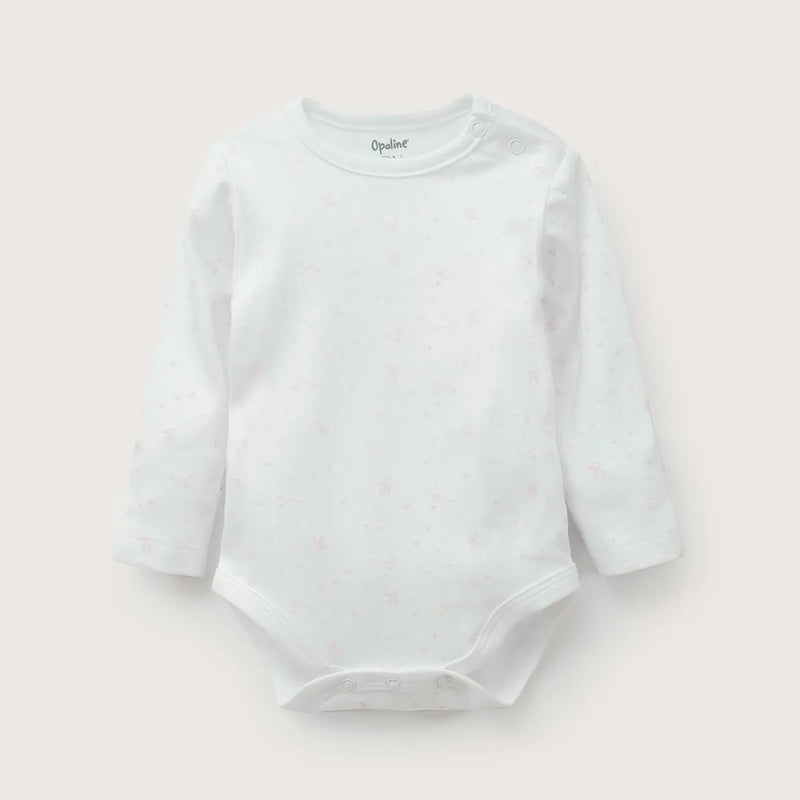Pack 2 Bodys Algodón Blanco/Diseño Rosa Bebé Niña