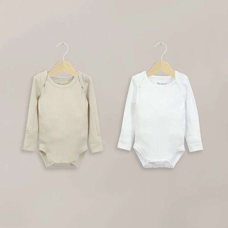 Pack 2 Bodys Algodón Rib Beige Bebé Unisex