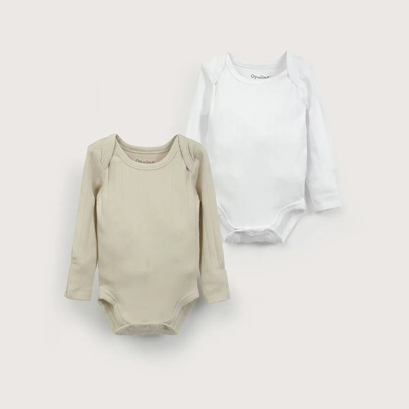 Pack 2 Bodys Algodón Rib Beige Bebé Unisex