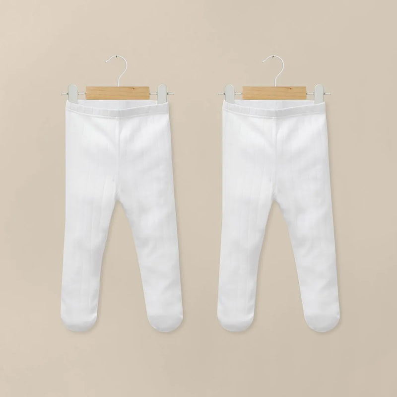 Pack 2 Pantys Algodón Rib Ajuar Blanco Bebé Unisex