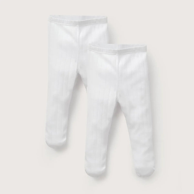 Pack 2 Pantys Algodón Rib Ajuar Blanco Bebé Unisex