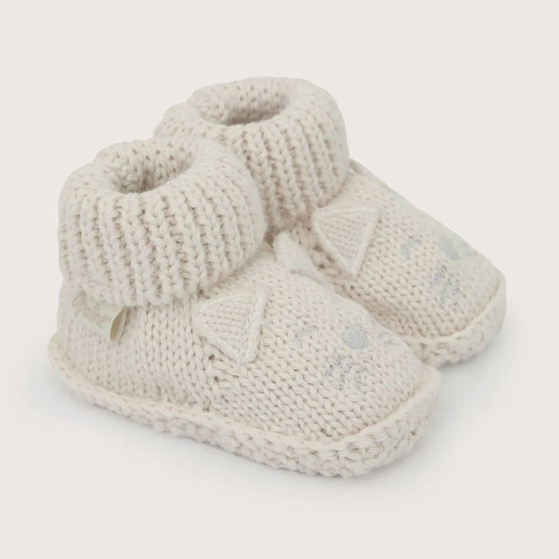 Pantufla Tejido Bebé Unisex Gato Blanco
