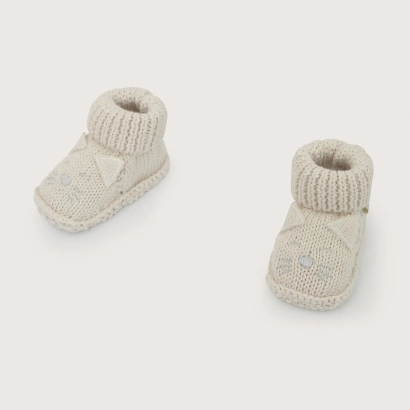 Pantufla Tejido Bebé Unisex Gato Blanco