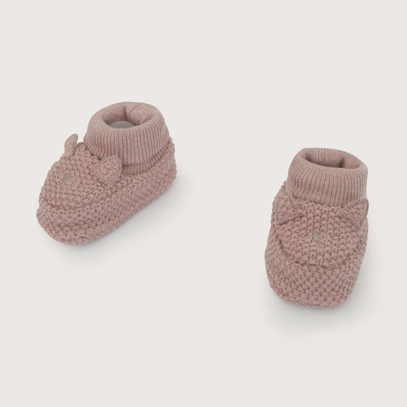 Pantufla Tejida Bebé Niña Zorrito Rosado