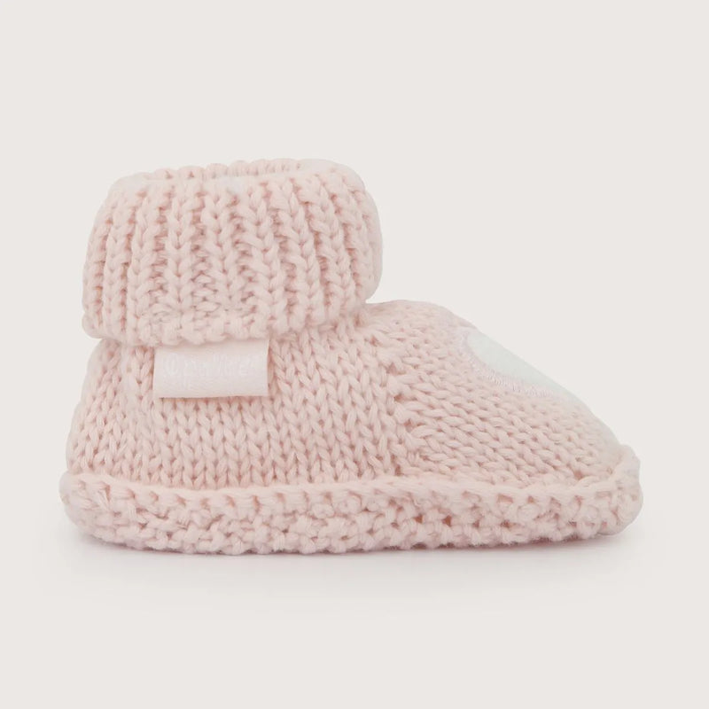 Pantufla Tejida Bebé Niña Corazón Rosado