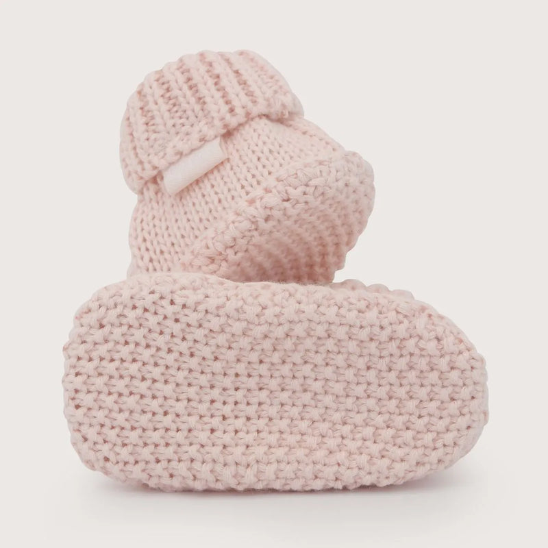 Pantufla Tejida Bebé Niña Corazón Rosado