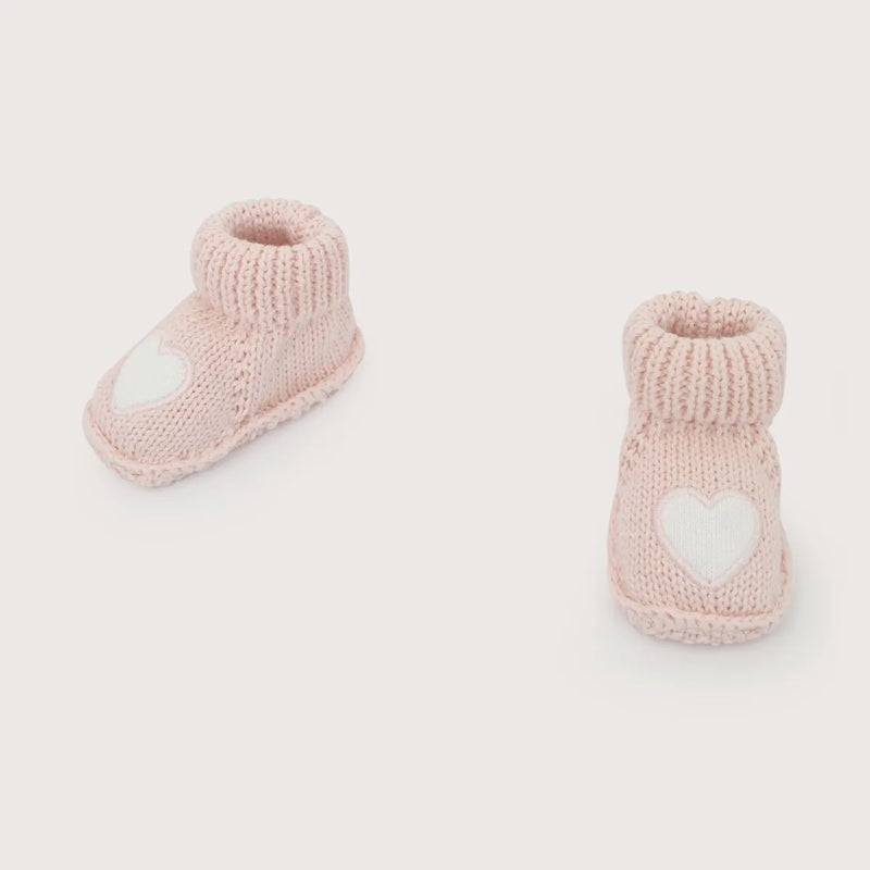 Pantufla Tejida Bebé Niña Corazón Rosado