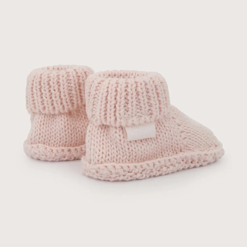 Pantufla Tejida Bebé Niña Corazón Rosado