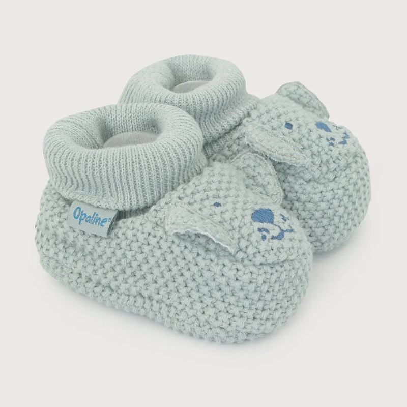 Pantufla Tejida Bebé Niño Perro Gris