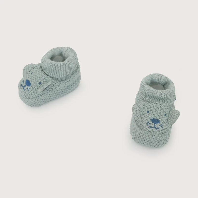 Pantufla Tejida Bebé Niño Perro Gris