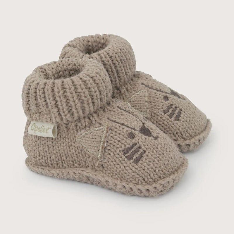Pantufla Tejida Bebé Unisex Tigre Café