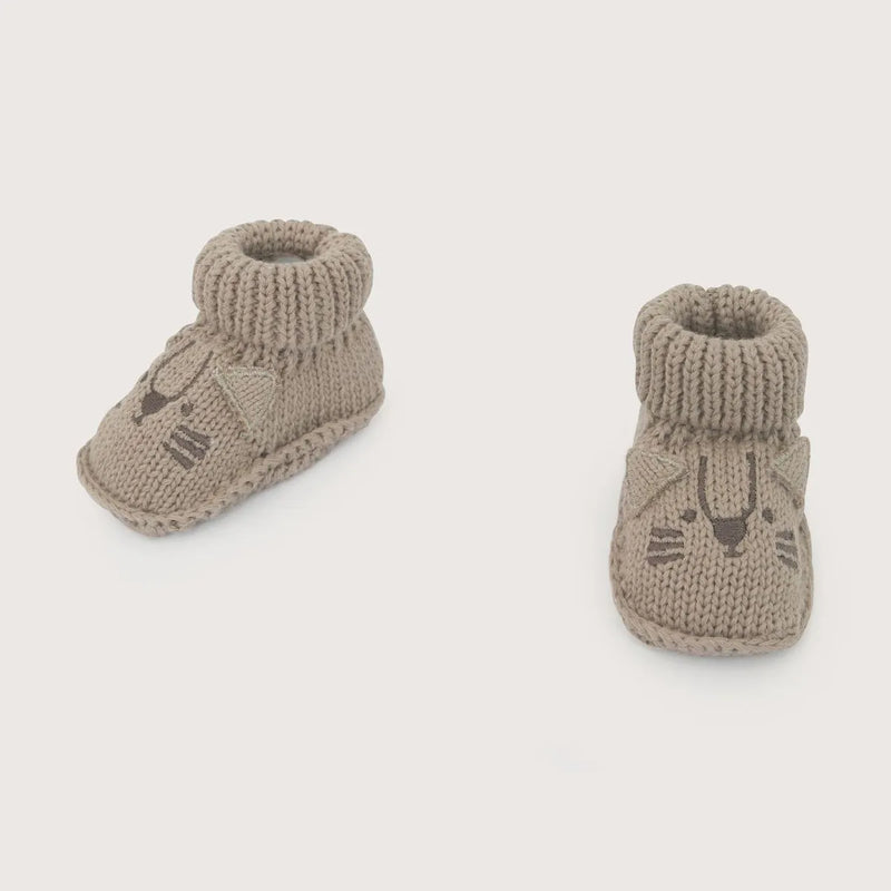 Pantufla Tejida Bebé Unisex Tigre Café