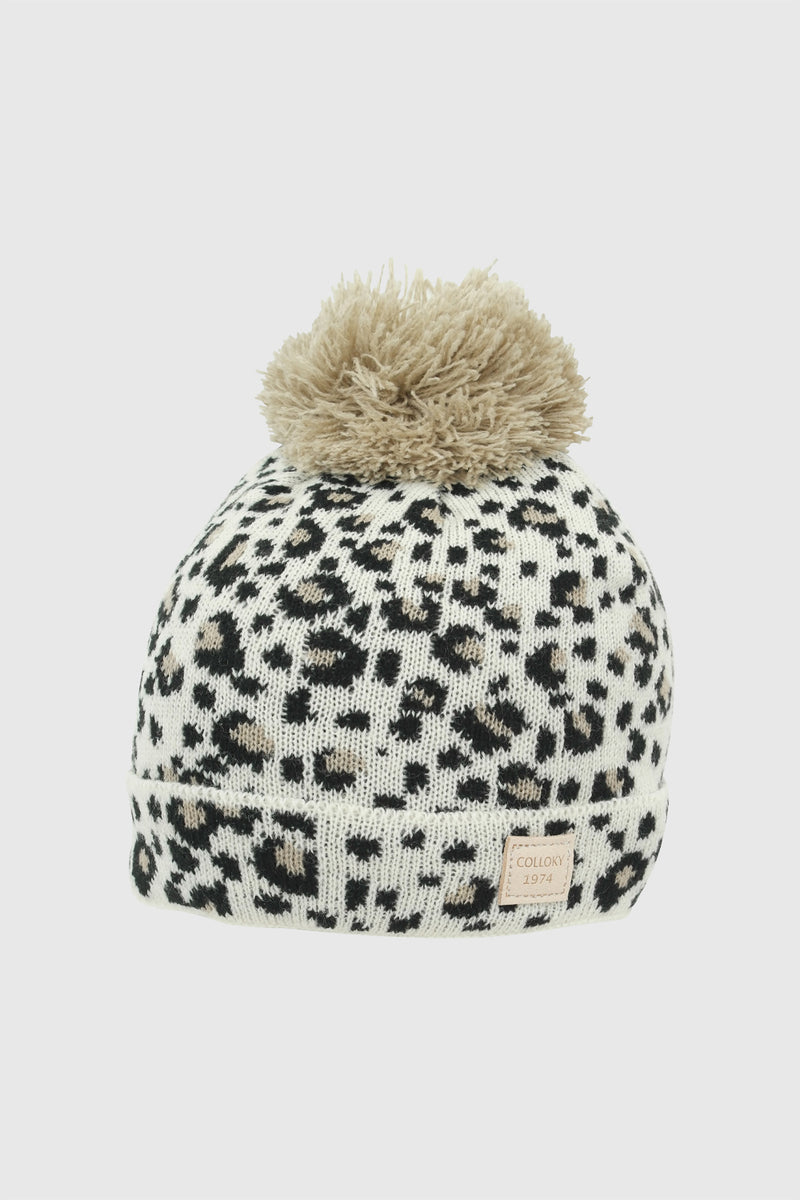 Gorro Lana Animal Print Pompon