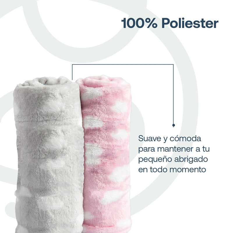 Pack 2 Mantas Bebe Hipoalergénica 100*80 cm Rosa Bebesit