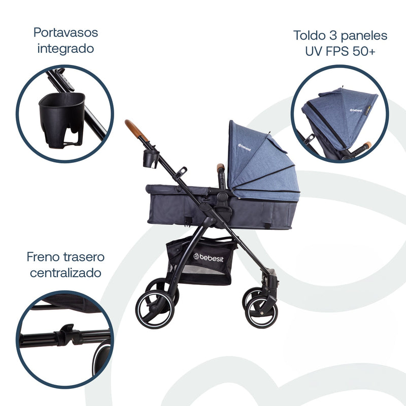 Coche Cuna travel system Fénix Azul