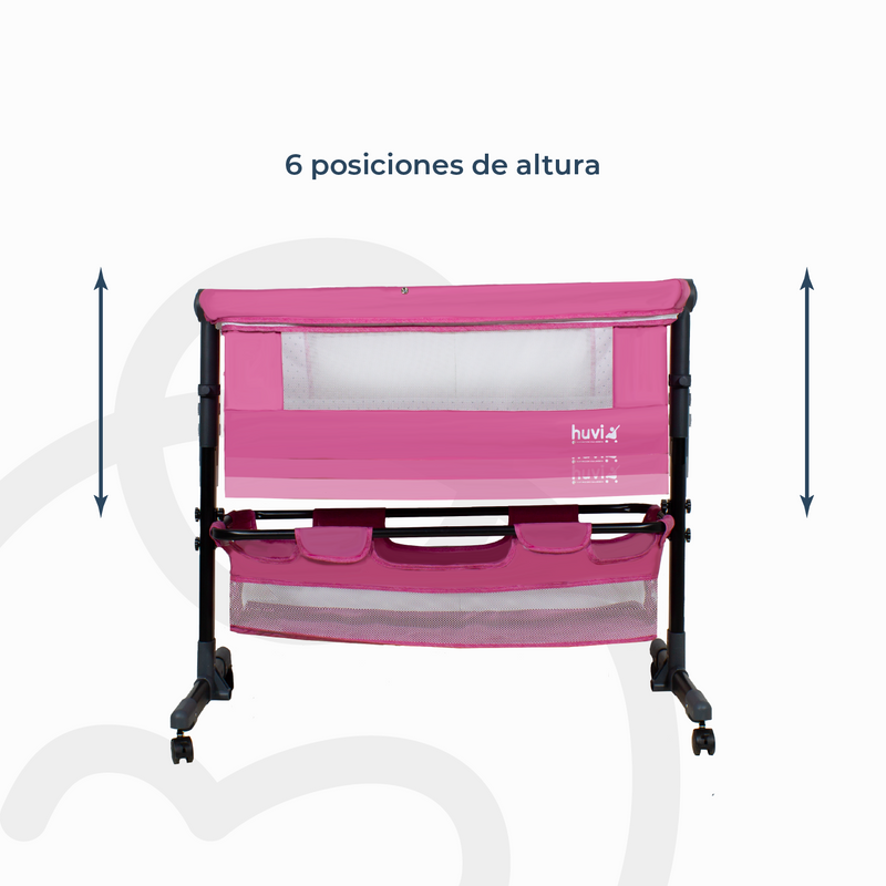 Cuna Colecho Cozy con Colchón Mosquitero y Canasto Rosa Huvi