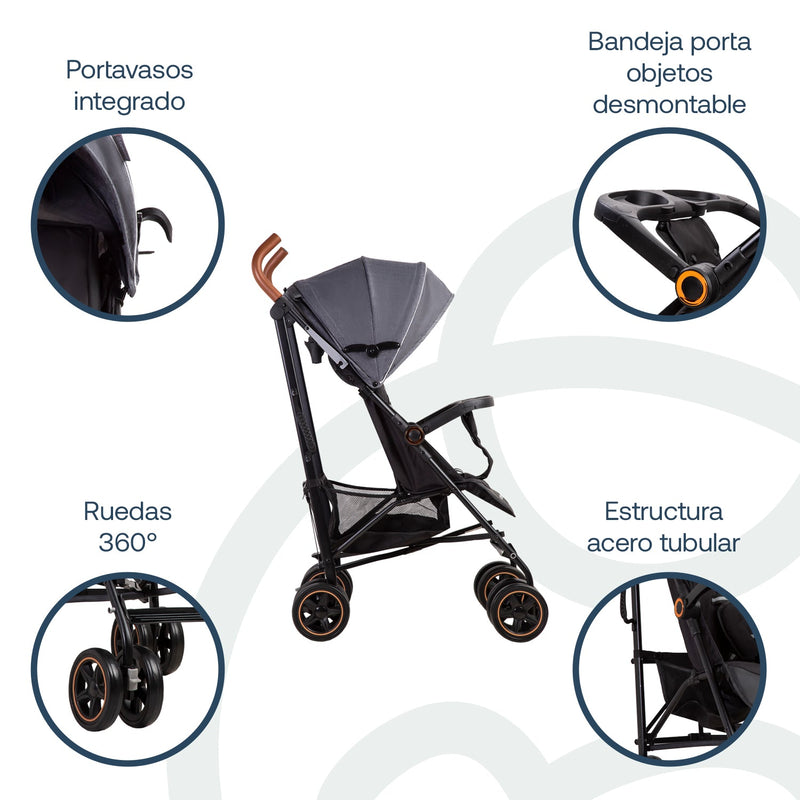 Coche Paragua Magic Ride Fiesta Gris Bebesit