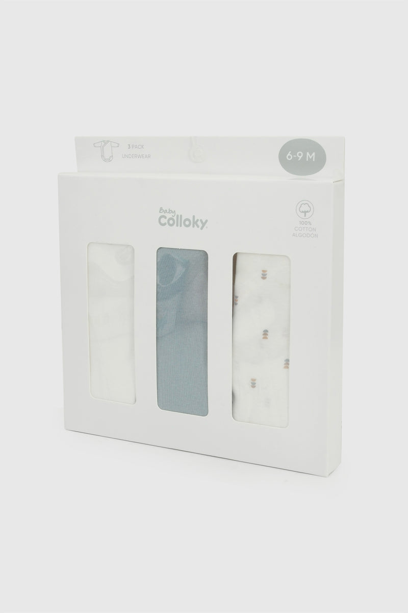 Pack X3 Body Azul Niño Con Broche RN