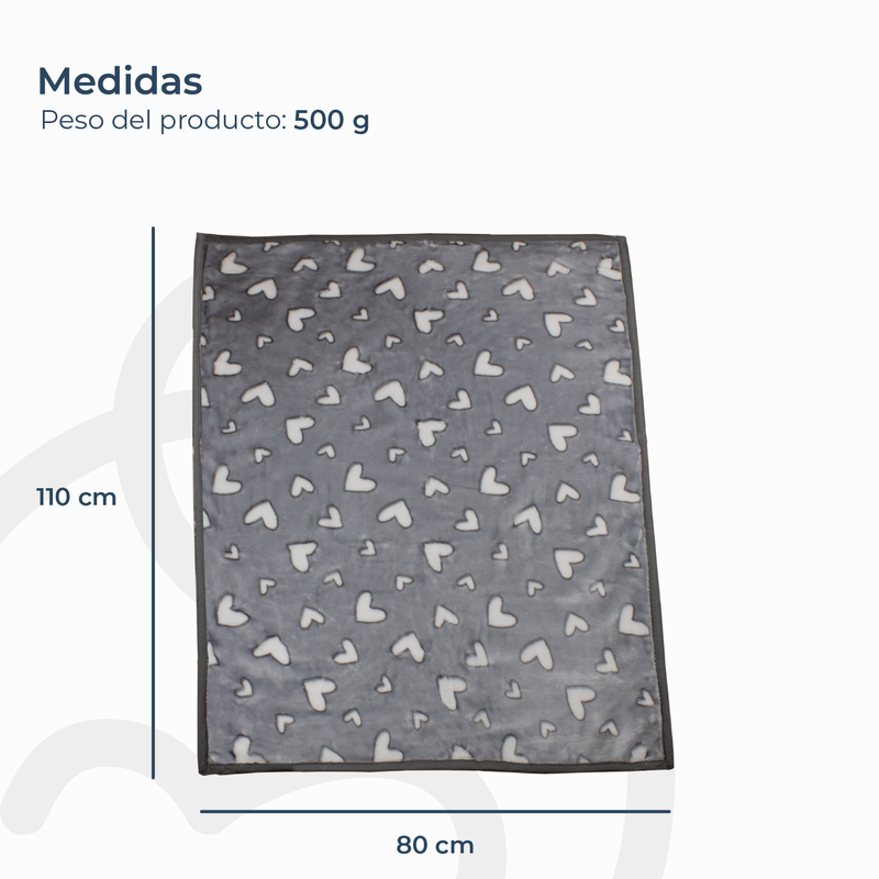 Saco con Broche Ultra Soft Corazones 80x110cm Gris Bebesit