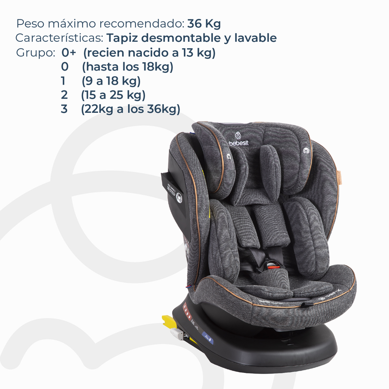 Silla de Auto Convertible Isofix Supra 360º Premium Gris