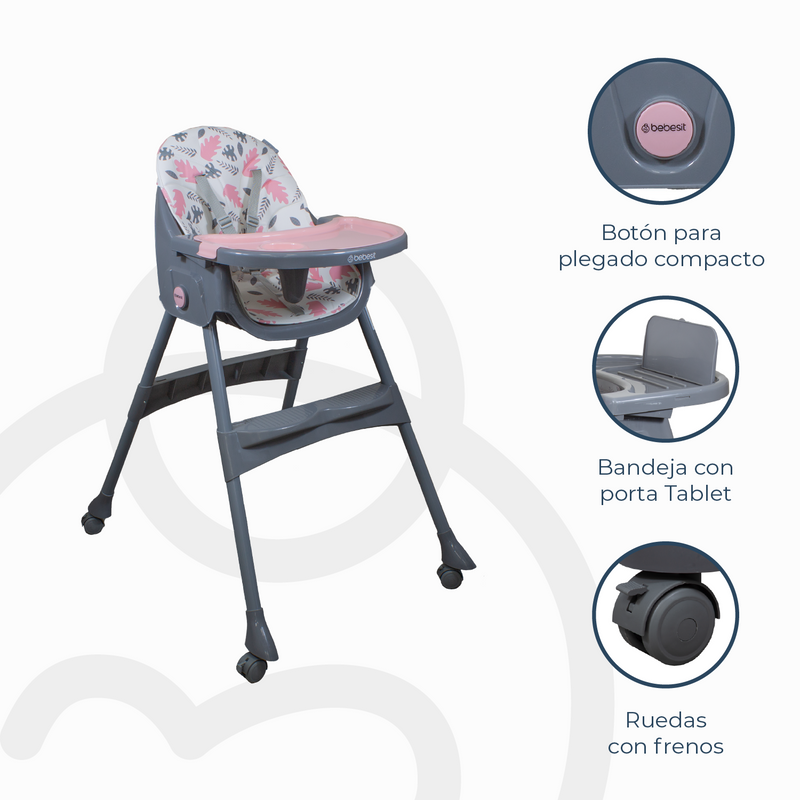 Silla de Comer Steps Rosada