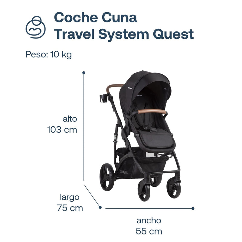 Coche Cuna Travel System Quest LX Negro