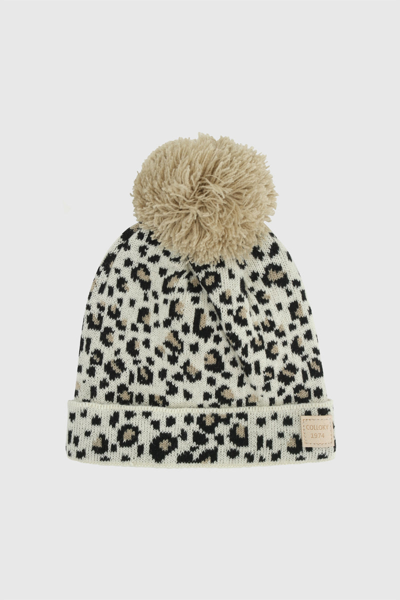 Gorro Lana Animal Print Pompon