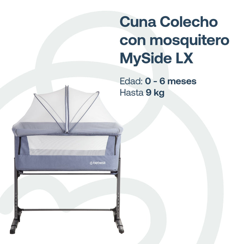 Cuna Colecho con Mosquitero MySide LX Azul Bebesit