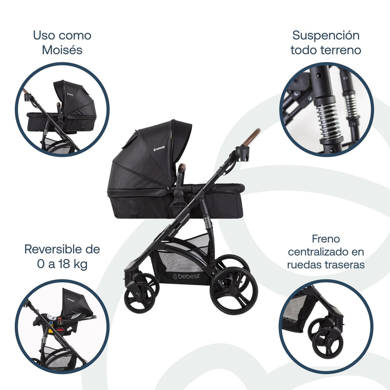 Coche Cuna Travel System Quest LX Negro