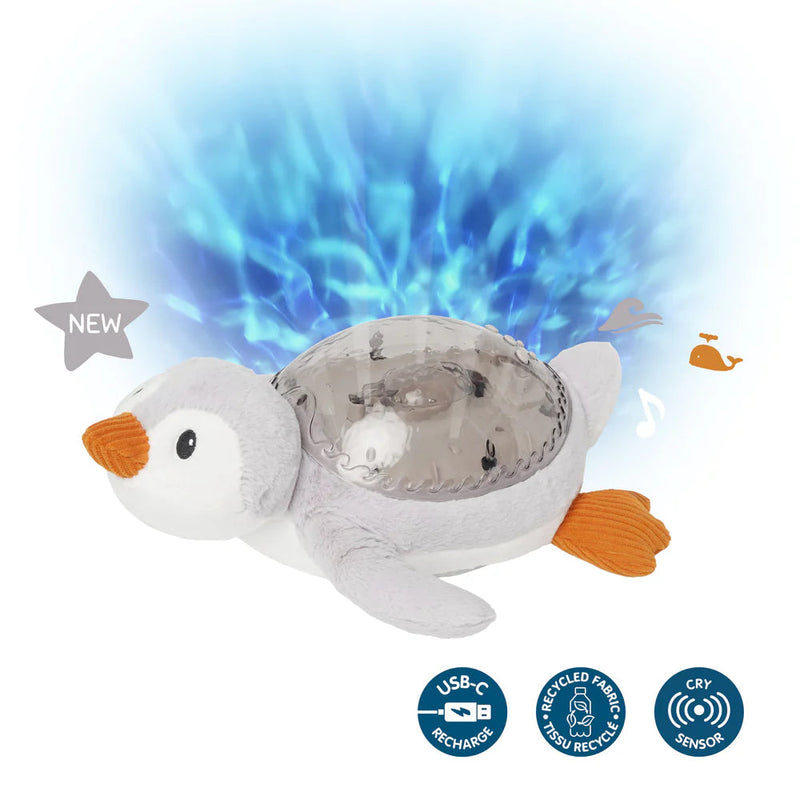 Proyector de Luz y Sonido Cloud b Tranquil Penguin™ – Recargable y Eco-Friendly