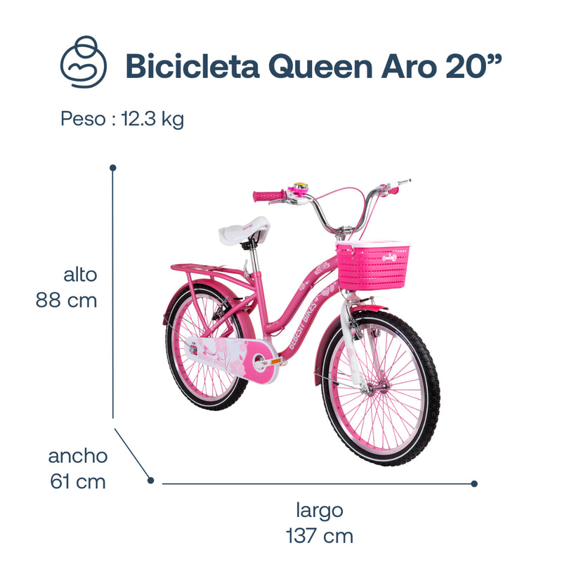 Bicicleta Queen Aro 20 Rosada