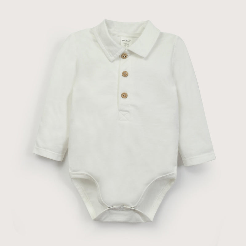 Body Blanco Con Cuello Camisero De Bebé Niño