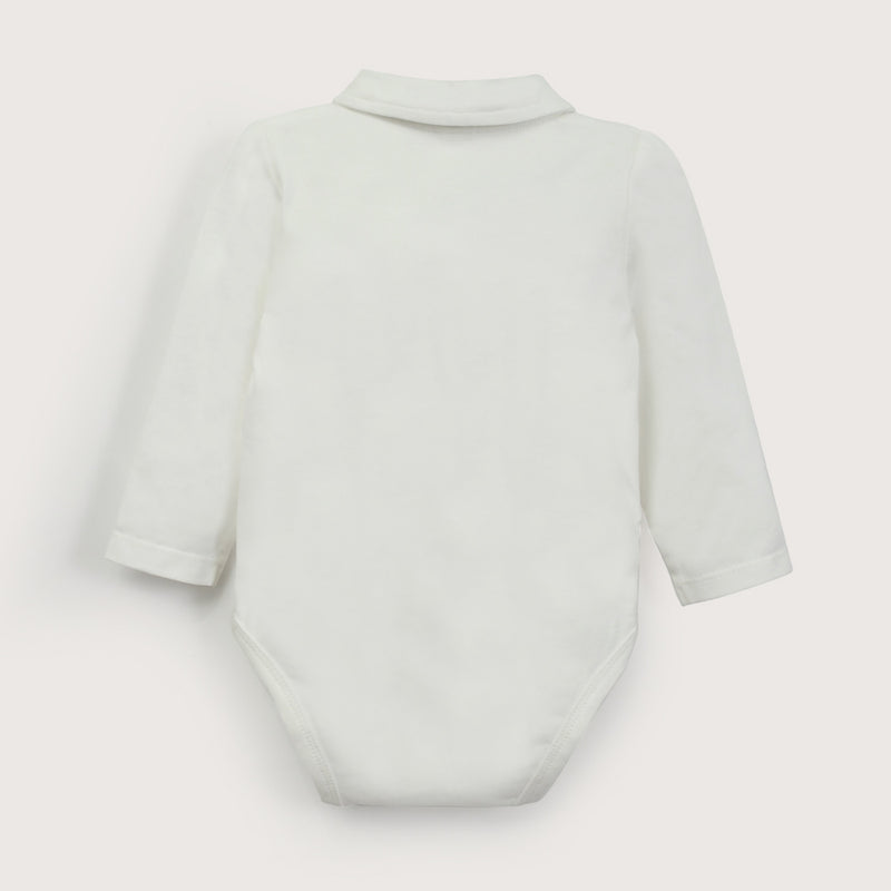 Body Blanco Con Cuello Camisero De Bebé Niño