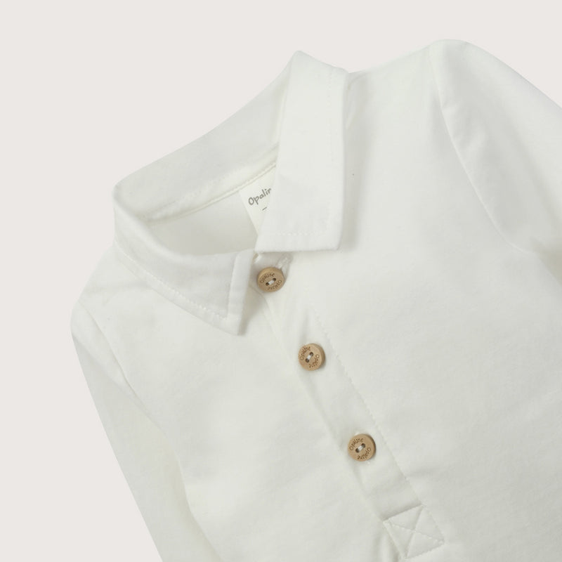 Body Blanco Con Cuello Camisero De Bebé Niño