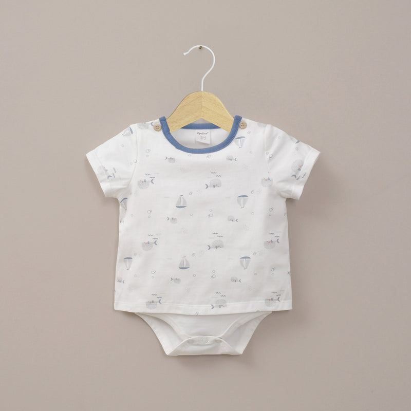Body Polera Blanco Estampado De Bebé Niño
