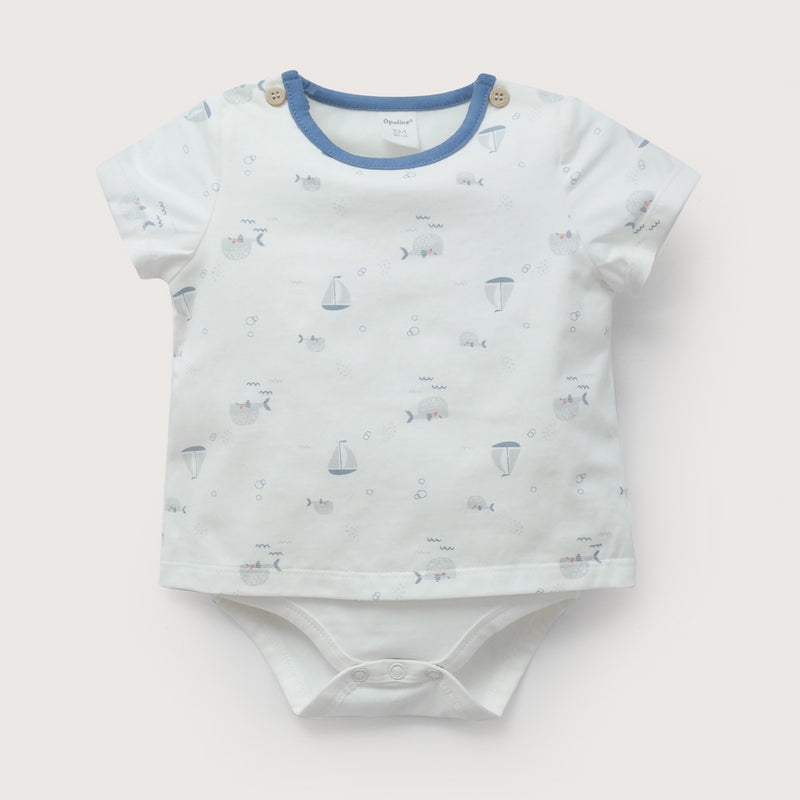 Body Polera Blanco Estampado De Bebé Niño