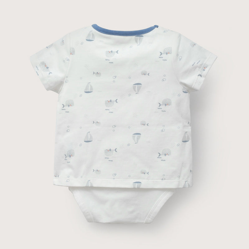 Body Polera Blanco Estampado De Bebé Niño