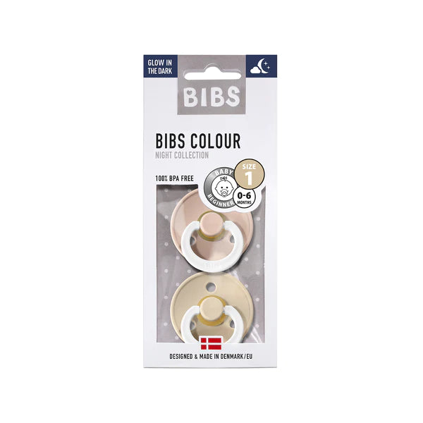 Chupete Bibs Colour Symmetrical x2 | 0 - 6 meses | Blush & Vanilla GLOW NIGHT