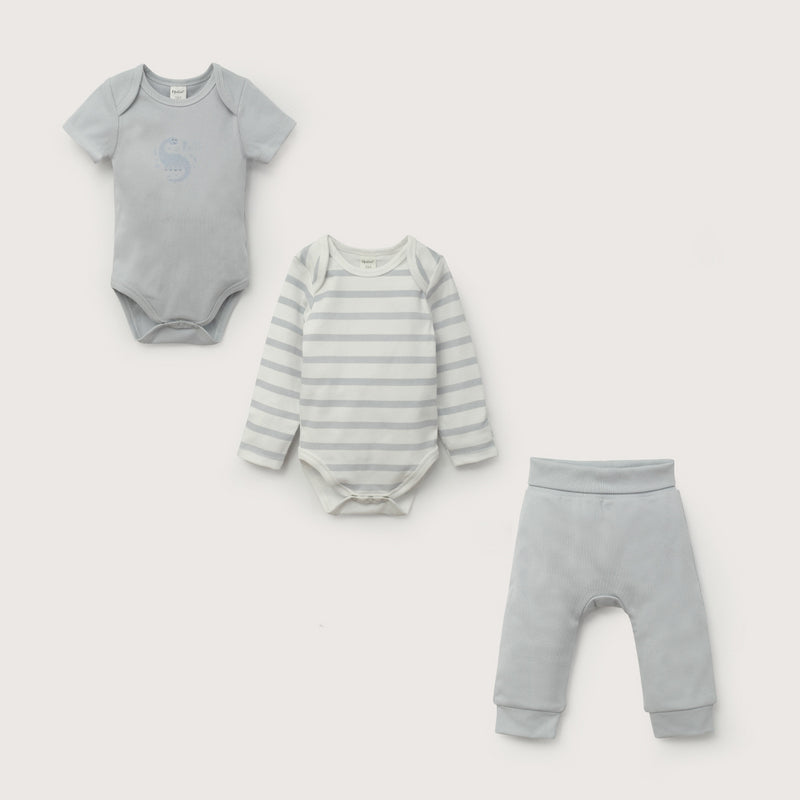 Conjunto 3 Piezas Bodies Y Pantalón Azul De Bebé Niño