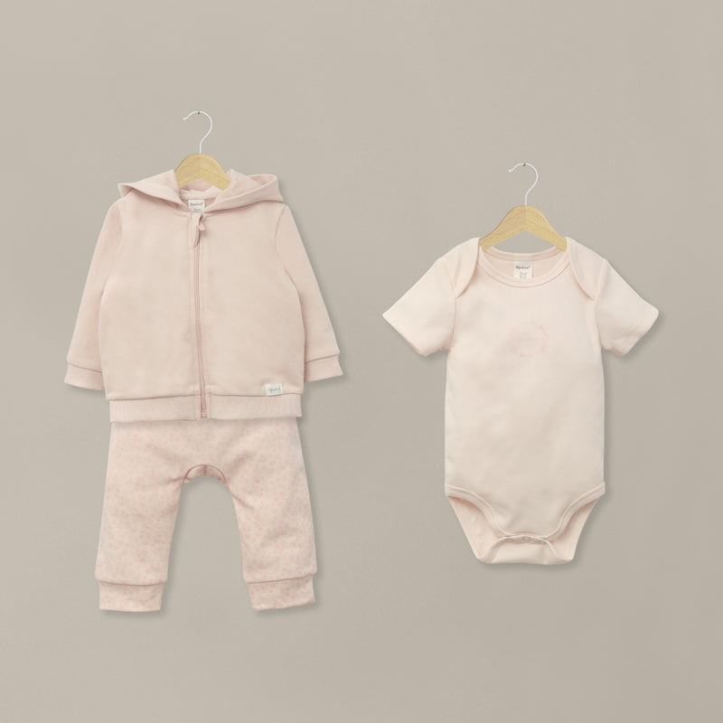 Conjunto 3 Piezas Polerón, Body Y Pantalón Rosado De Bebé Niña
